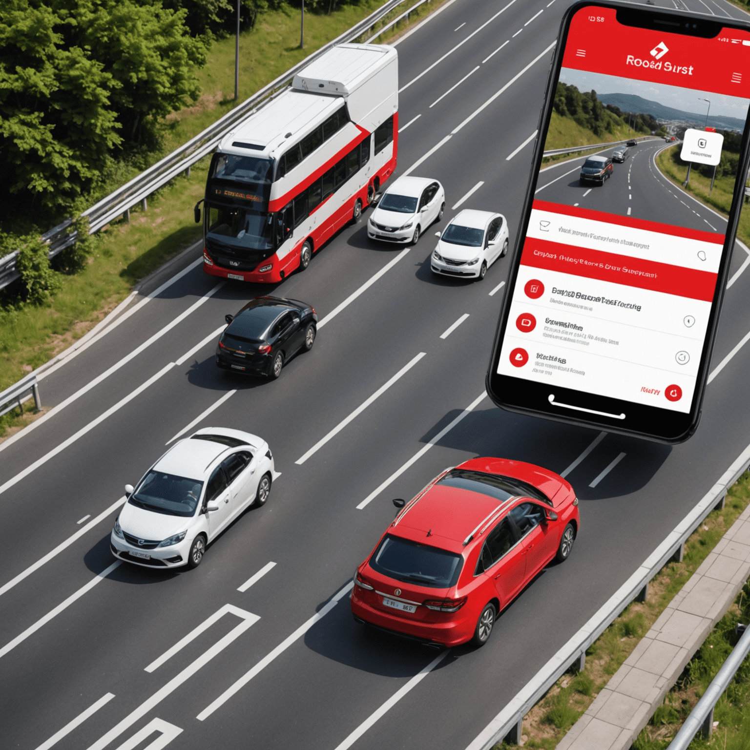 A modern, user-friendly online payment portal interface for road transport fines, featuring secure payment options and a clean design with red and white color scheme