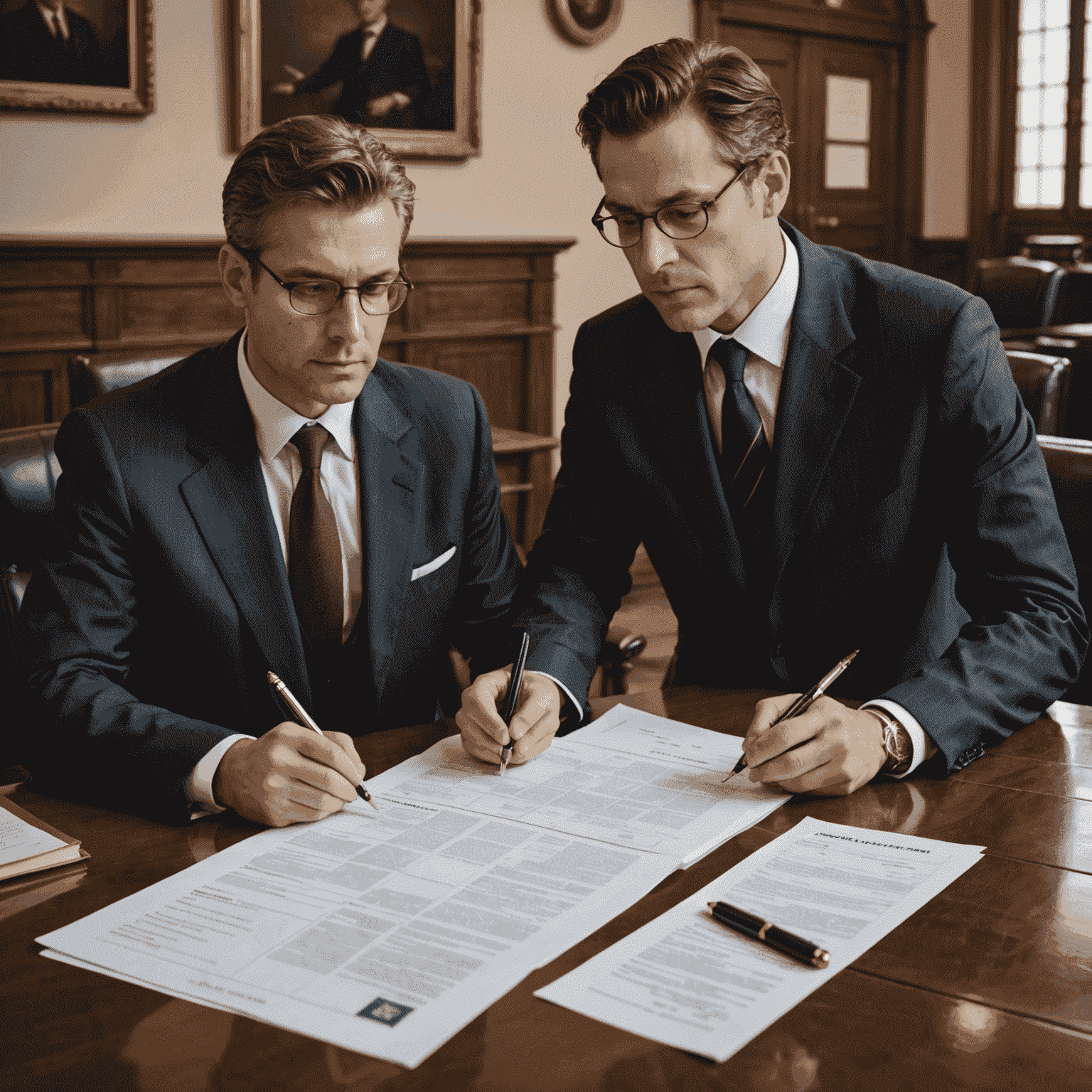 A person reviewing road transport fine documents with a lawyer, symbolizing the process of contesting a fine