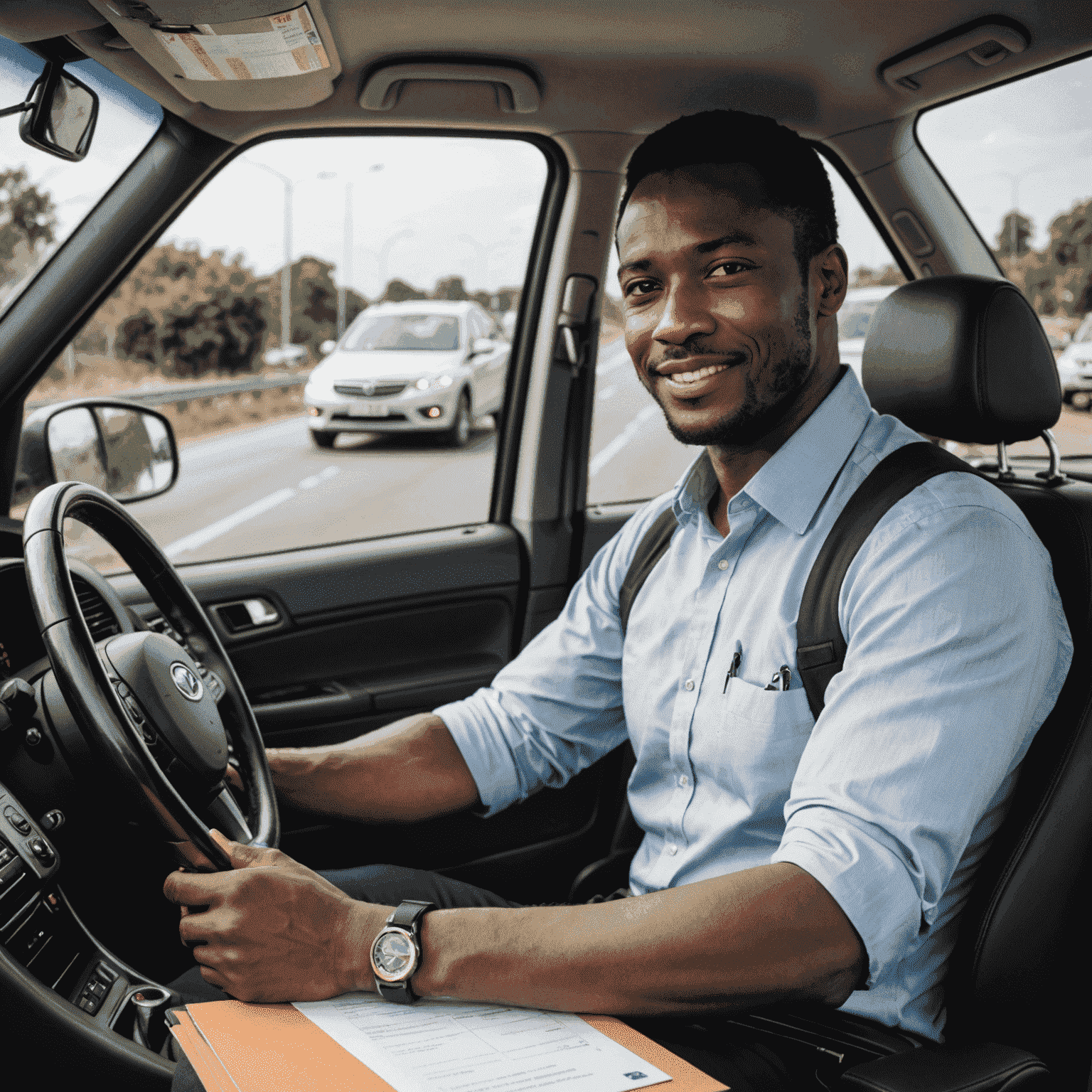 A satisfied driver receiving a positive outcome after successfully contesting a road transport fine, symbolizing the potential benefits of the appeal process